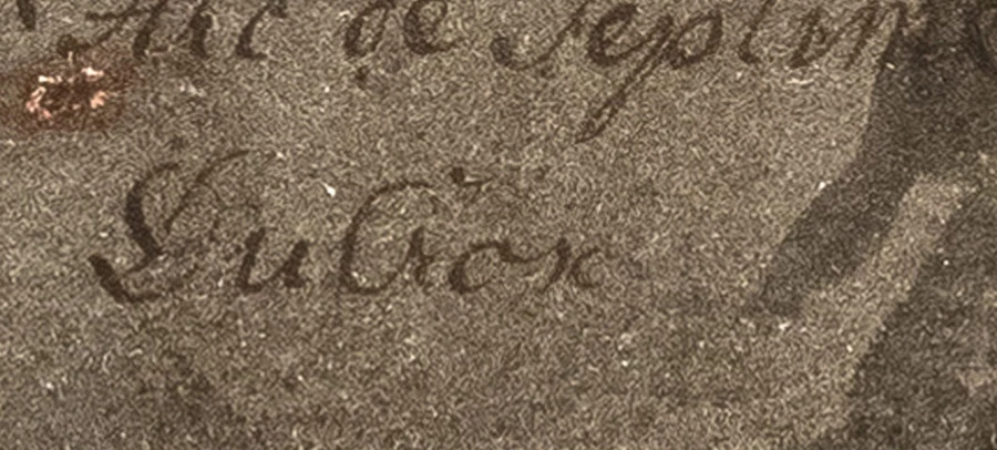 Signature — Abraham-Louis-Rodolphe Ducros · En bas à droite de l’œuvre, sur le bloc de pierre représenté.