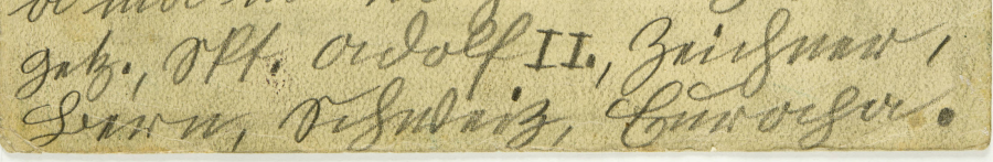 Signature 2 — Adolf Wölfli · Au verso, dans les deux dernières lignes du texte.