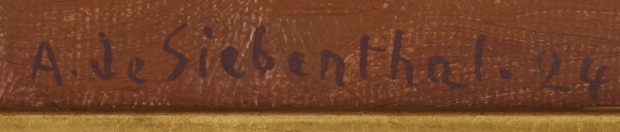 Signature — Adolphe de Siebenthal · At the lower left, on the painted surface just above the frame.