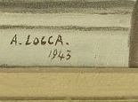 Firma 2 — Albert Locca · In basso a sinistra sulla tela, sotto la composizione.