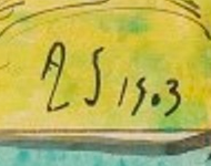 Monogram 7 — Albert Schmidt · At the lower right of the figurative panel on the left.