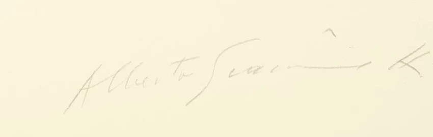 Signature 1 — Alberto Giacometti · Dans la marge inférieure droite de la feuille, sous l’image lithographiée.