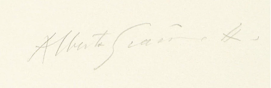 Signature 8 — Alberto Giacometti · Dans la marge inférieure droite, sous l’image imprimée.