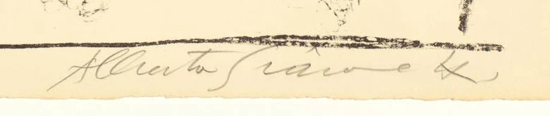 Signature 6 — Alberto Giacometti · En bas à droite, dans la marge de la feuille, sous l’image.