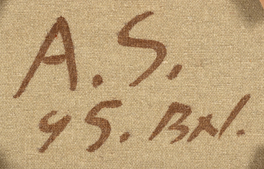 Monogram 4 — Albrecht Schnider · On the reverse, in the central area of the canvas.