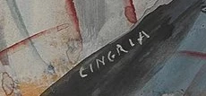 Signatur 3 — Alexandre Cingria · Unten rechts im Gemälde, auf dem dargestellten Stoff.