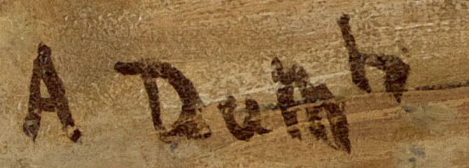 Signatur 1 — Alfred Du Mont · Unten links auf der Leinwand.