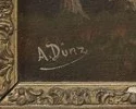 Signature — Alfred Dünz · Dans le coin inférieur gauche de la surface peinte.