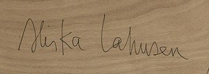 Signature — Aliska Lahusen · On the reverse, lower right.