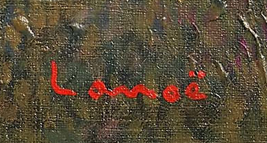 Signature 1 — Alphonse Lanoë · En bas à droite de la peinture