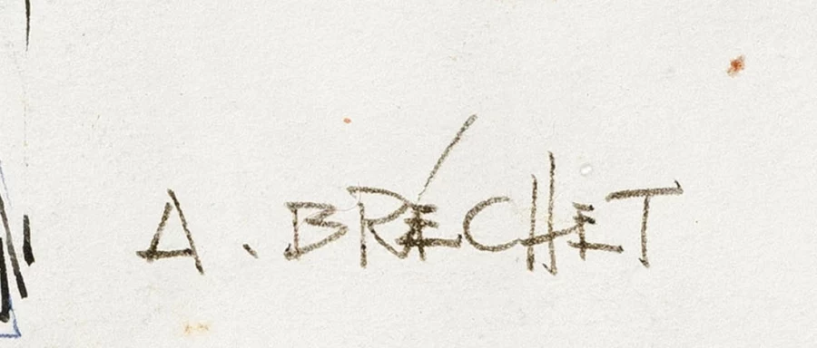Firma 2 — André Bréchet · In basso a destra sul foglio, sopra il titolo manoscritto.