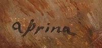 Signature 7 — André Julien Prina · Dans le coin inférieur gauche de la surface peinte.