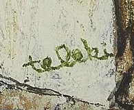 Signature 5 — André Teleki · Dans la partie inférieure gauche de la peinture, près de la base des bâtiments.
