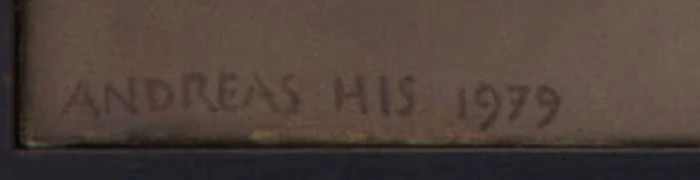 Signature 1 — Andreas His · At the lower left on the front of the canvas.