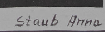 Signature 1 — Anna Staub · En bas à droite, sur la marge claire de l’œuvre.