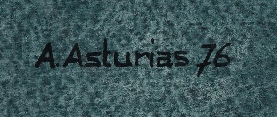 Signature — Arlette Asturias · Dans l’angle inférieur droit de la composition.