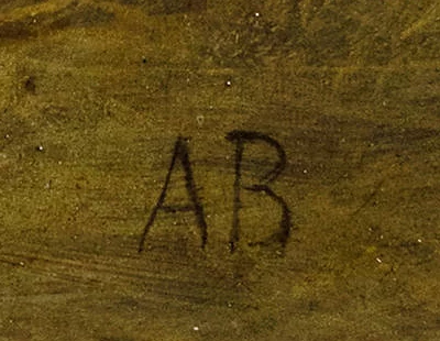 Monogramme — Arnold Böcklin · En bas à droite de la surface peinte.