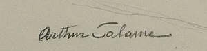 Signature 10 — Arthur Calame · Dans la marge inférieure droite du dessin.