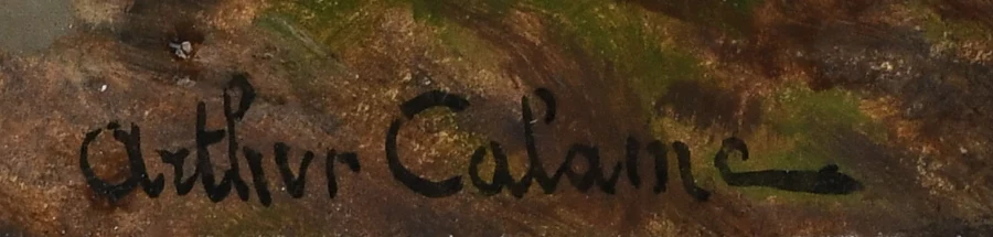 Signature 7 — Arthur Calame · En bas à gauche de la peinture.