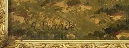 Signature — Auguste Viande · En bas à gauche de la surface peinte.