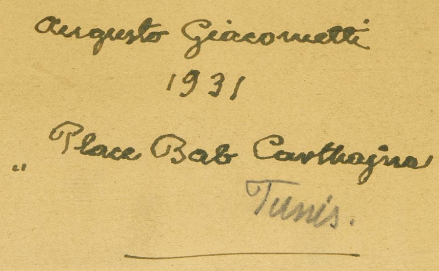 Signature 7 — Augusto Giacometti · On the reverse, on the support