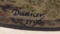 Signature — Balthasar Anton Dunker · En bas au centre, à l’intérieur du champ ovale.