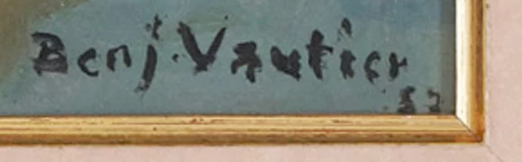 Signature 2 — Benjamin Vautier · Dans l’angle inférieur droit de la peinture.