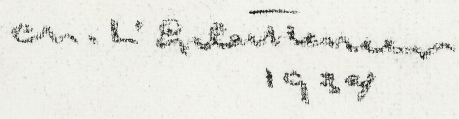 Signature 5 — Charles L’Eplattenier · Dans la partie inférieure, légèrement à droite du centre, sous la figure.