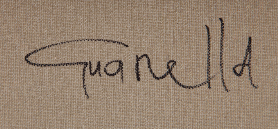 Signature — Claire Guanella · On the reverse, near the centre.