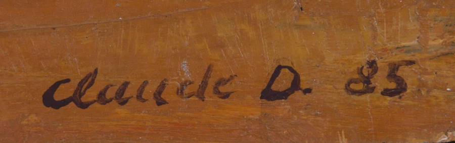 Signature 6 — Claude Delessert · En bas à droite du panneau peint.