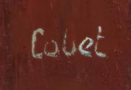 Signature 3 — Cobet · En bas à droite, sur le meuble rouge.