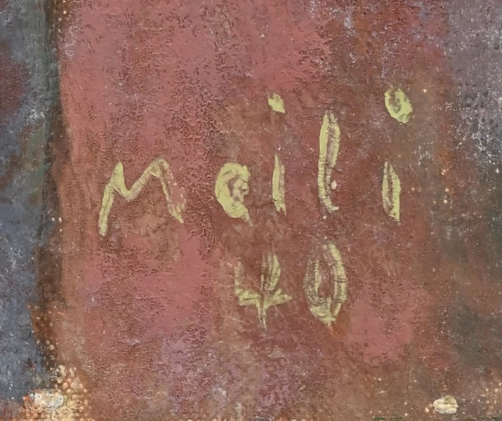 Signature 1 — Conrad Meili · In the lower-left area of the painted surface.