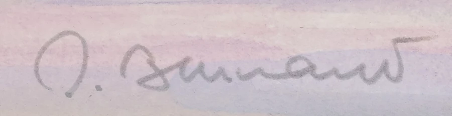 Signature — Daniel Burnand · At the lower left of the watercolour.
