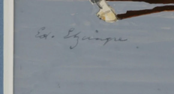 Signature 3 — Edouard Elzingre · En bas à gauche de l’œuvre, dans la marge inférieure peinte.