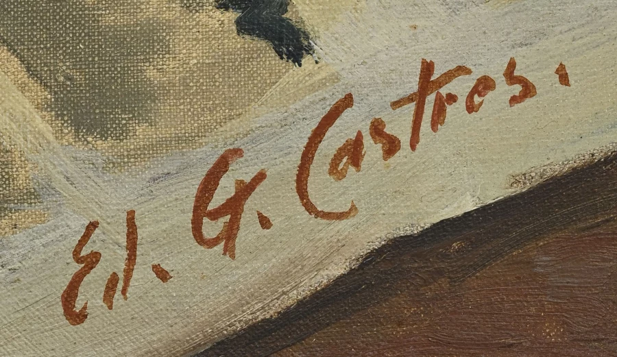 Signature — Edouard-Gaspard Castres · Dans l’angle inférieur droit de la toile.