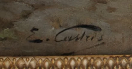 Signature 5 — Edouard Castres · Dans la partie inférieure gauche de la surface peinte.