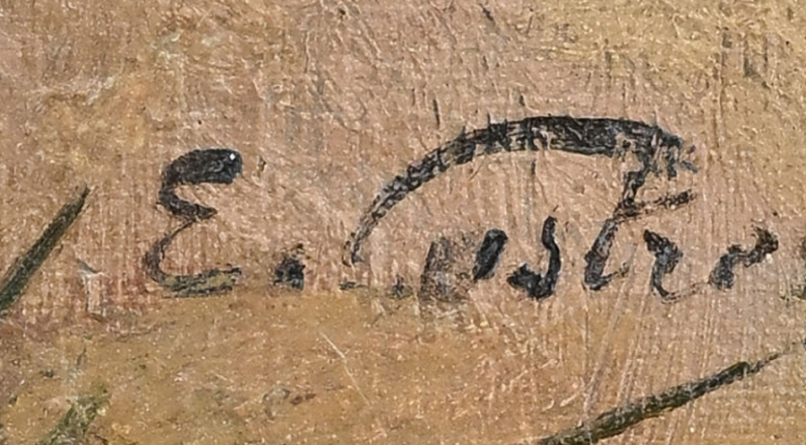 Signature 10 — Edouard Castres · Dans la partie inférieure de la toile, légèrement à droite du centre.
