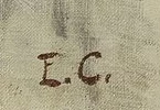 Monogramme 6 — Edouard Castres · Dans l’angle inférieur gauche de la toile.
