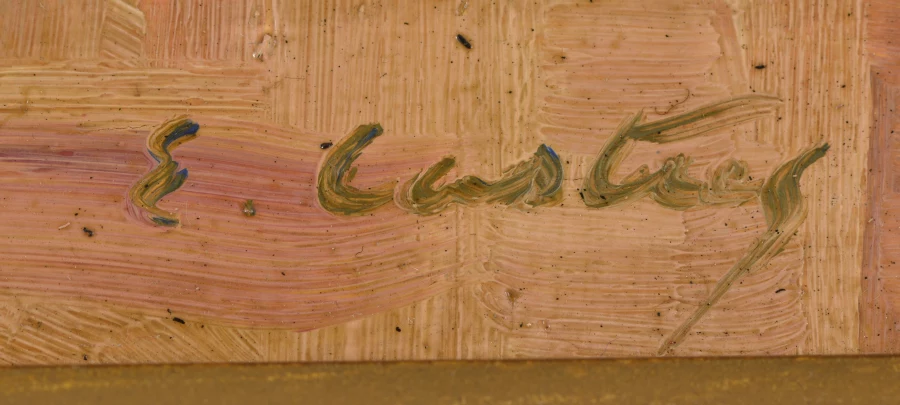 Signature 1 — Edouard Castres · En bas à droite de la peinture, juste au-dessus du cadre.