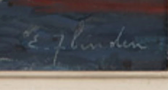 Signature 1 — Ellis Zbinden · En bas à droite de la toile, dans la zone d’eau, juste au-dessus du bord inférieur.