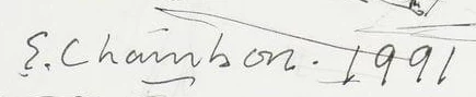 Signature 1 — Emile Chambon · Dans la marge inférieure gauche du dessin.