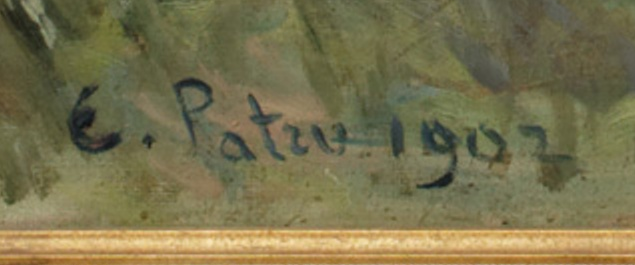 Signature 4 — Emile Patru · En bas à gauche de la toile
