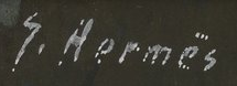 Signature 8 — Erich Hermès · At the upper left of the painted surface.