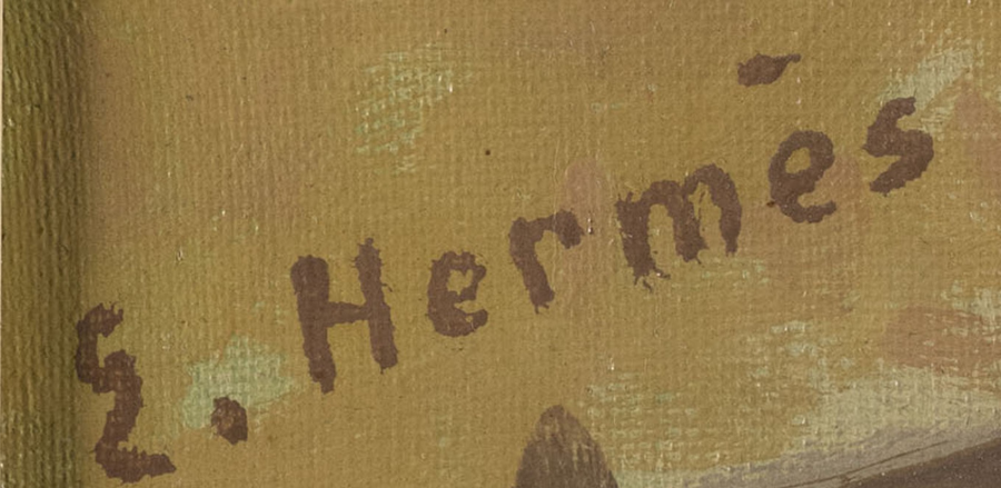 Signature 9 — Erich Hermès · Lower left on the canvas