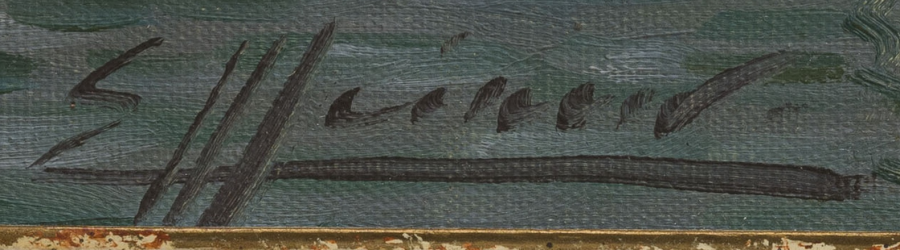 Signature — Ernest Meinen · En bas à gauche de la toile