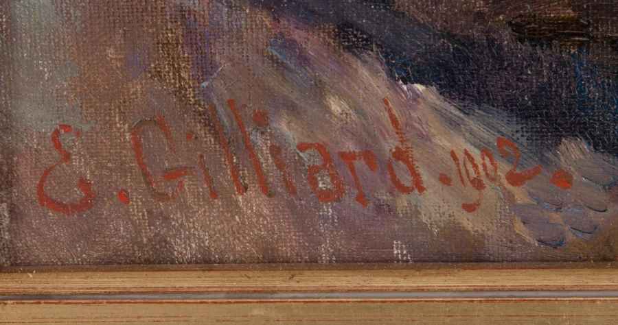 Signatur — Eugène Gilliard · Unten links auf der Leinwand.