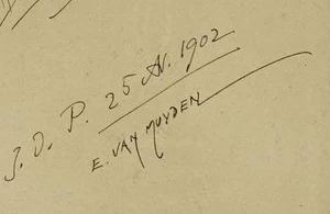 Signatur 2 — Evert van Muyden · Unten rechts auf der Studie, unter dem Datum.