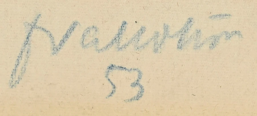 Signature 4 — Félix Vallotton · En bas à droite, dans la marge, au crayon bleu