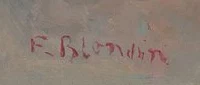 Signature 2 — Fernand Blondin · En bas à gauche de la toile, sur la surface peinte.