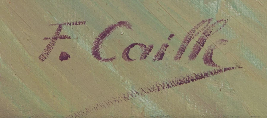 Signature — Fernand Caille · Dans l’angle inférieur gauche de la toile.